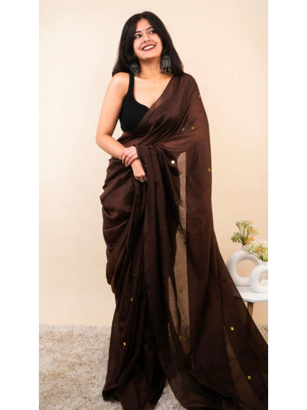 Khadi Saree With Gini Work Khadi Saree With Gini Work